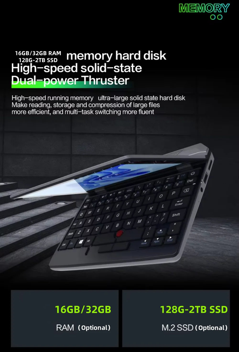 Slim Laptop intel N95 CPU HD Graphics 16GB -128G/256G/512G/1TB SSD 7 inch Touch Screen Mini PC Computer Netbook