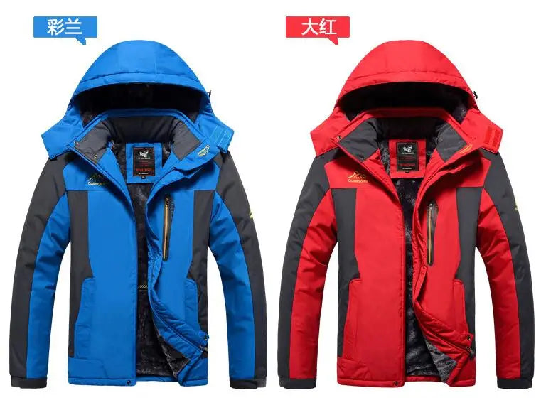 Winter Outdoors Jackets Plus Size 5XL 6XL 7XL 8XL 9XL Thicken Fleece Warm Coats Men Outwear Waterproof Windproof Hooded Jacket