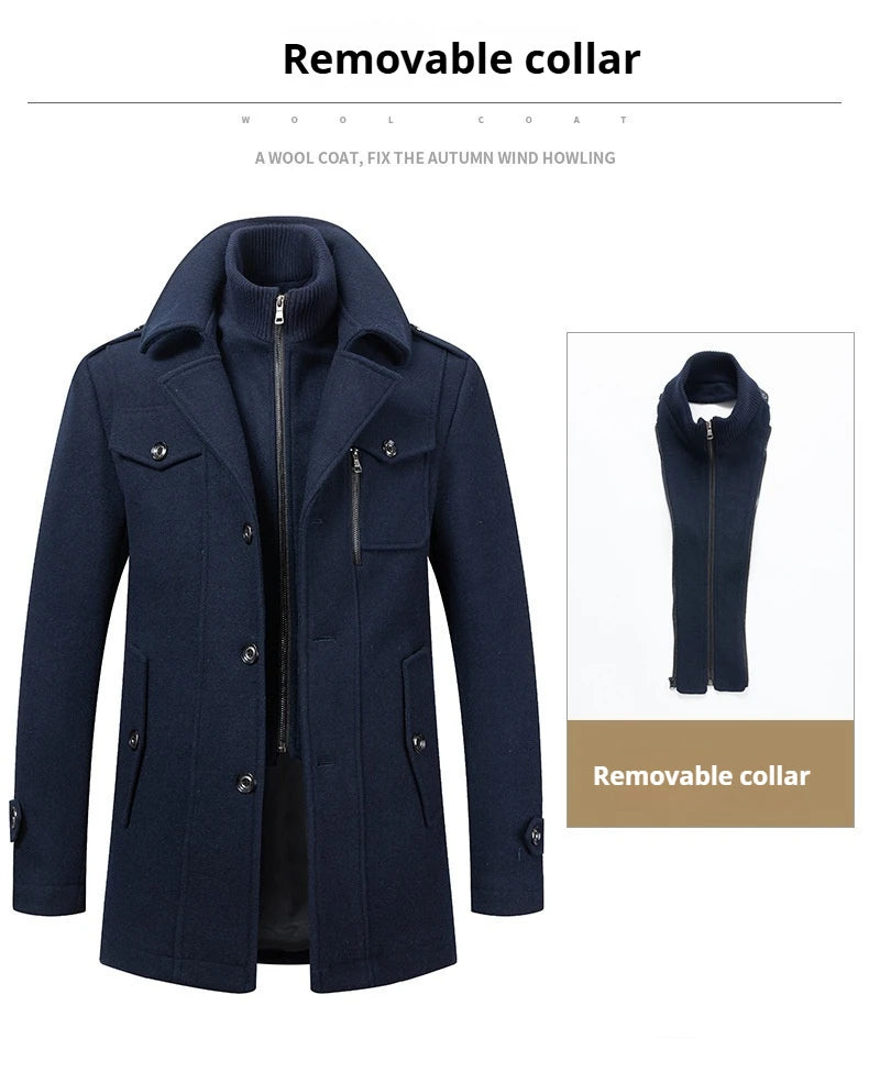 2024 Autumn/Winter Jackets for Men's Clothing Business Woolen Coats for Men Fashion Double Collar Cold Resistant
