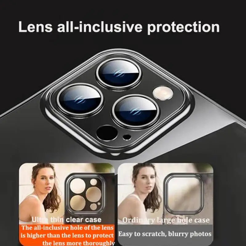 Ultra Thin PC Hard Crystal Clear Case For iPhone 16 15 14 Plus 13 12 11 Pro Max XS XR Glossy Transparent Camera Protection Cover
