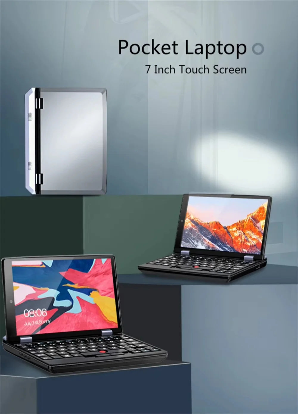 Slim Laptop intel N95 CPU HD Graphics 16GB -128G/256G/512G/1TB SSD 7 inch Touch Screen Mini PC Computer Netbook