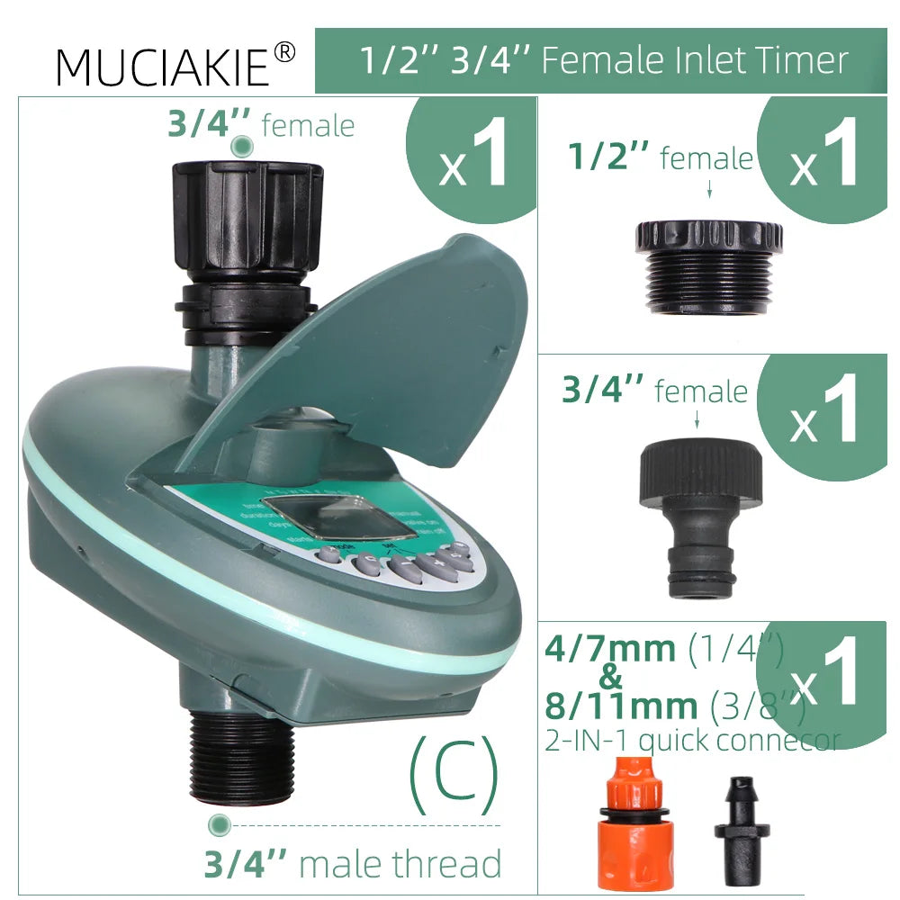 Garden Irrigation Timer LCD Display Watering Controller Weekly Daily Programming Greenhouse Potted Plants Automatic Sprinklers