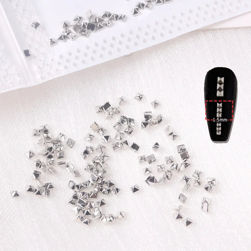 TSZS 1/2/3mm Spikes On Nail Metal Studs Conical Shape Punk Style Halloween Nail Charms Flat Back Rivets 3D Alloy Nail Decoration