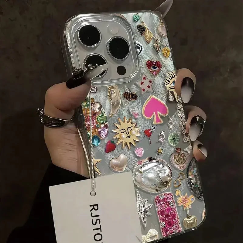 Personality Love Painted Phone Case For iPhone 16 Pro 15 Pro Max 14 Plus 13 12 11 Pro 16E XS Max XR 7 8 Drop Protection Cover