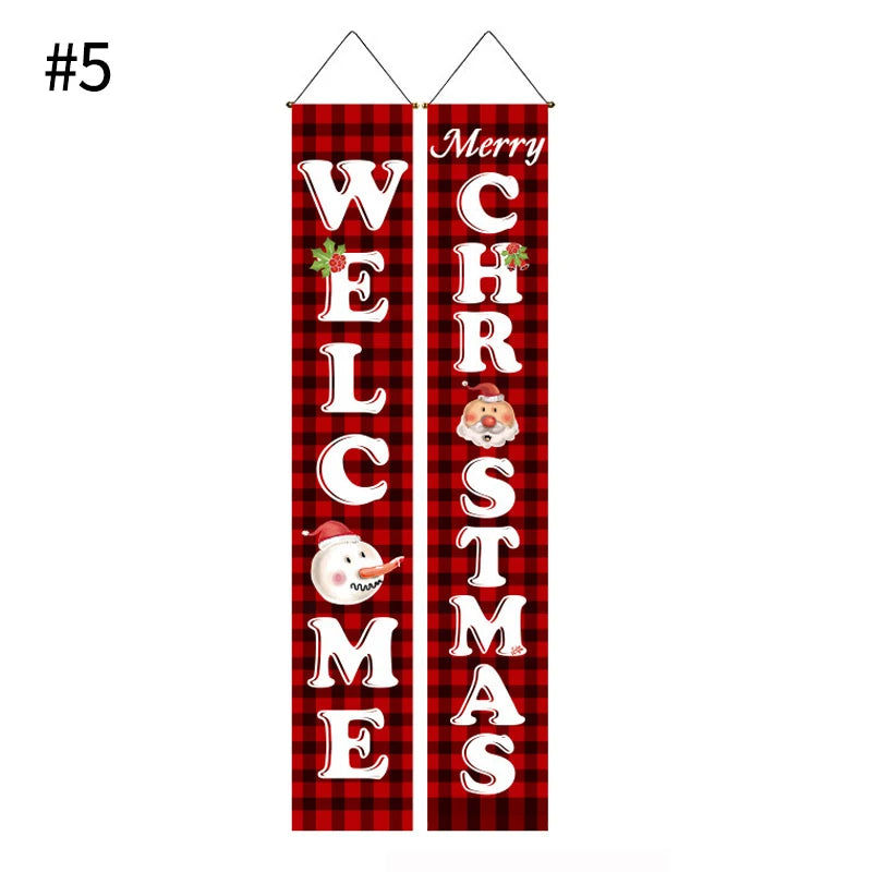 Merry Christmas Hanging Door Banner Santa Claus Snowman Couplet New Year Christmas Decorations For Home Xmas Gifts navidad