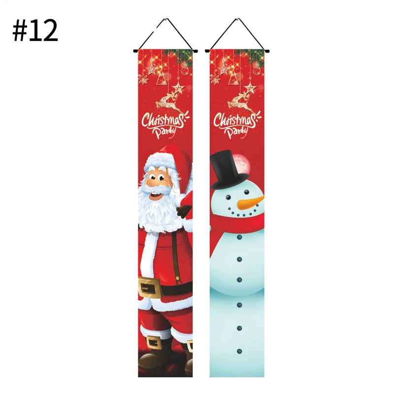 Merry Christmas Hanging Door Banner Santa Claus Snowman Couplet New Year Christmas Decorations For Home Xmas Gifts navidad