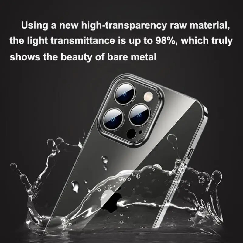 Ultra Thin PC Hard Crystal Clear Case For iPhone 16 15 14 Plus 13 12 11 Pro Max XS XR Glossy Transparent Camera Protection Cover