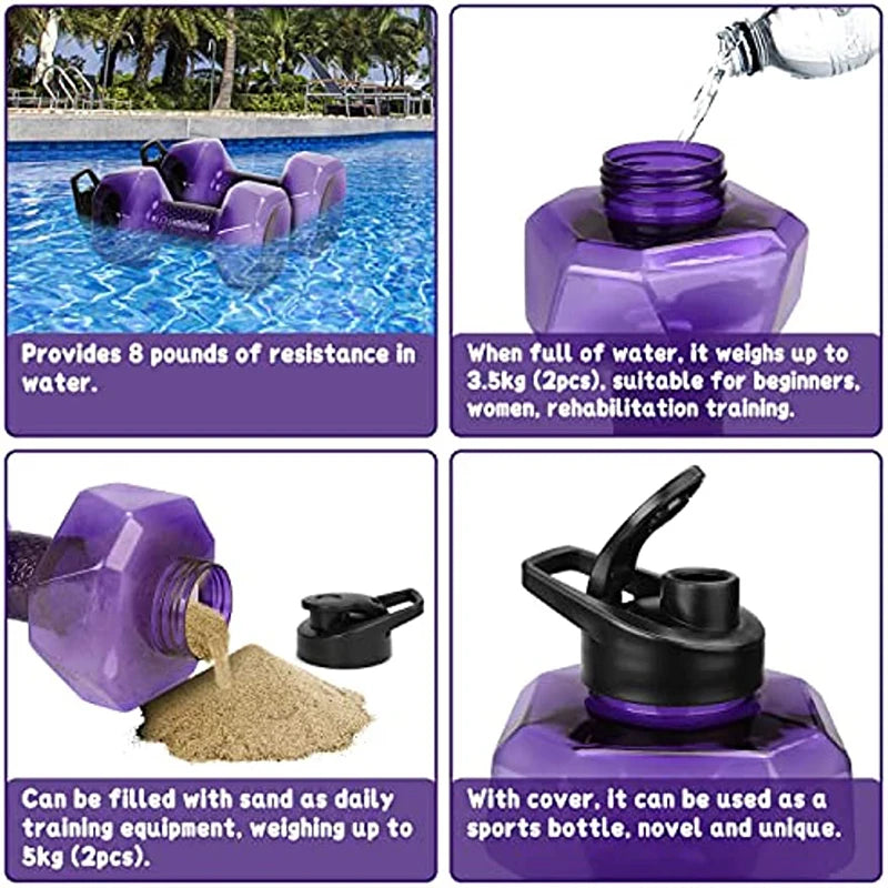 Gym Water Dumbbell Large Capacity Sport Bottle Bodybuilding Exercise Water-Filled Dumbbell Water Bottle Gym Equipment for Home