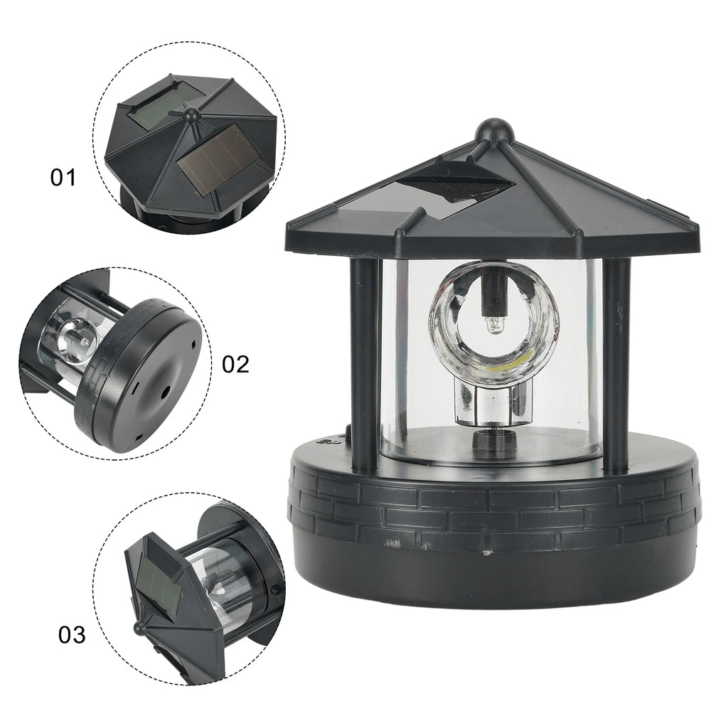 Garden Courtyard LED Solar Lighthouse Lawn Light Outdoor Waterproof Street Light Rotating Rockery Lighthouse Decorative Lights