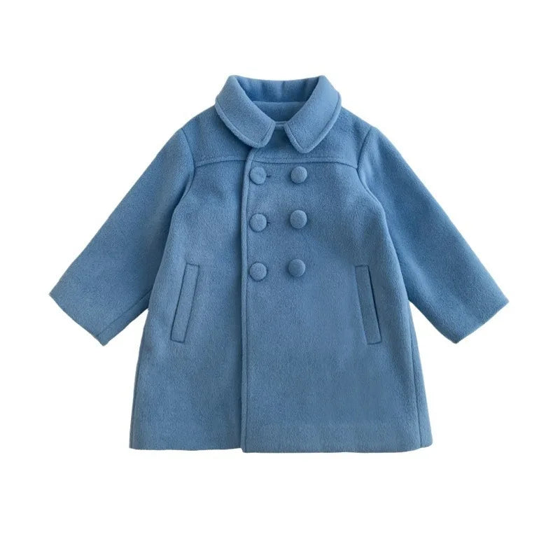 Winter Girl's Long Fashion Plus Cotton Coat 2024 Baby Girl Korean Style Thickened Double-breasted Coat Children Warm Jacket
