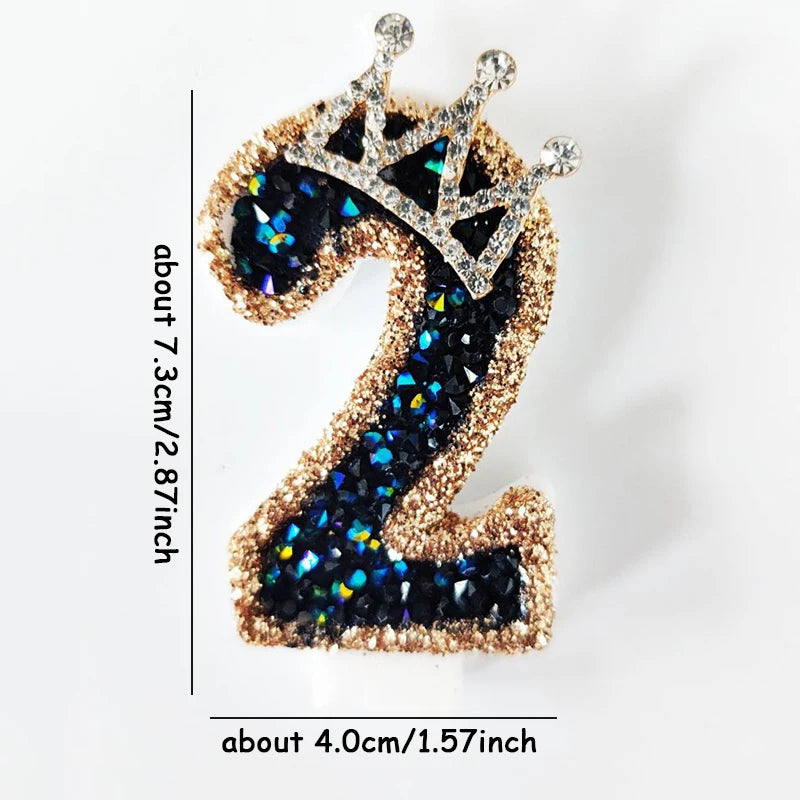 Number Birthday Candle Shiny Crown Digital Cake Topper Candle Kids Birthday Anniversary Party Decoration Supplies Birthday Favor