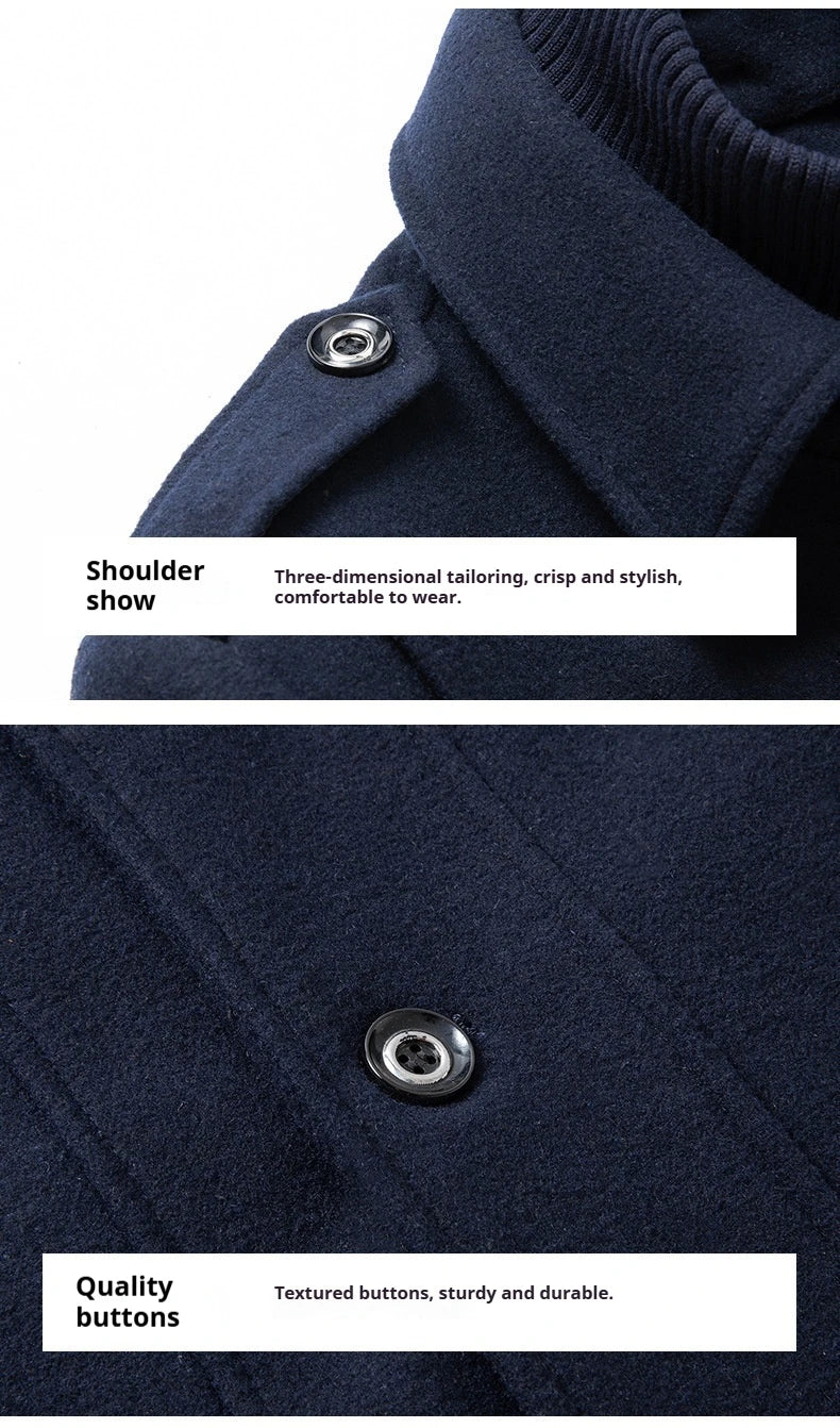 2024 Autumn/Winter Jackets for Men's Clothing Business Woolen Coats for Men Fashion Double Collar Cold Resistant