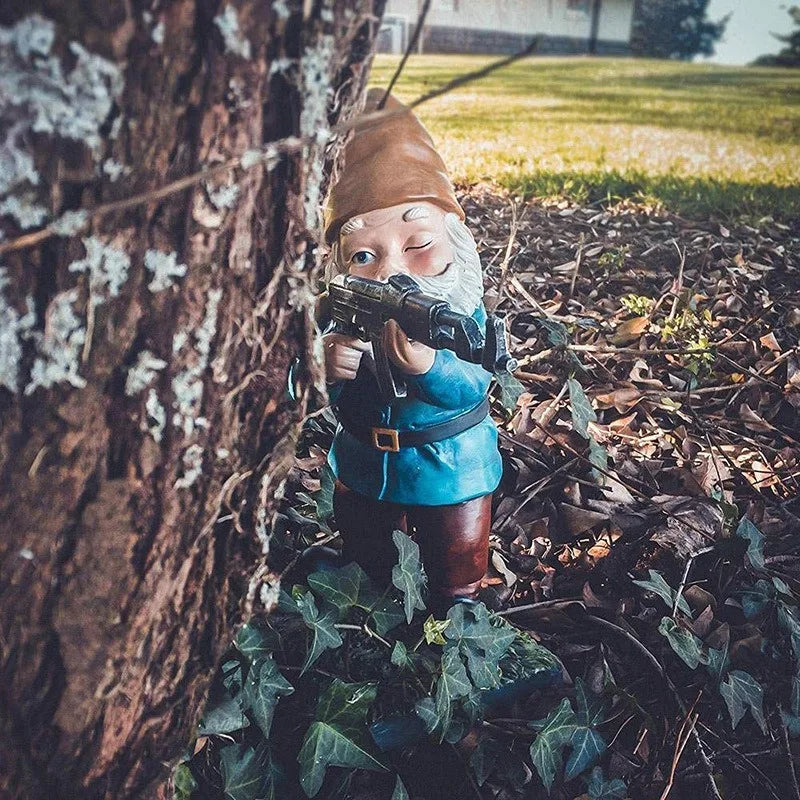 Garden Statue Resin Desktop Lawn Ornament for Outdoor Garden Funny Army Gnome Decoration Wooden Monster Yard Sculpture Figurines