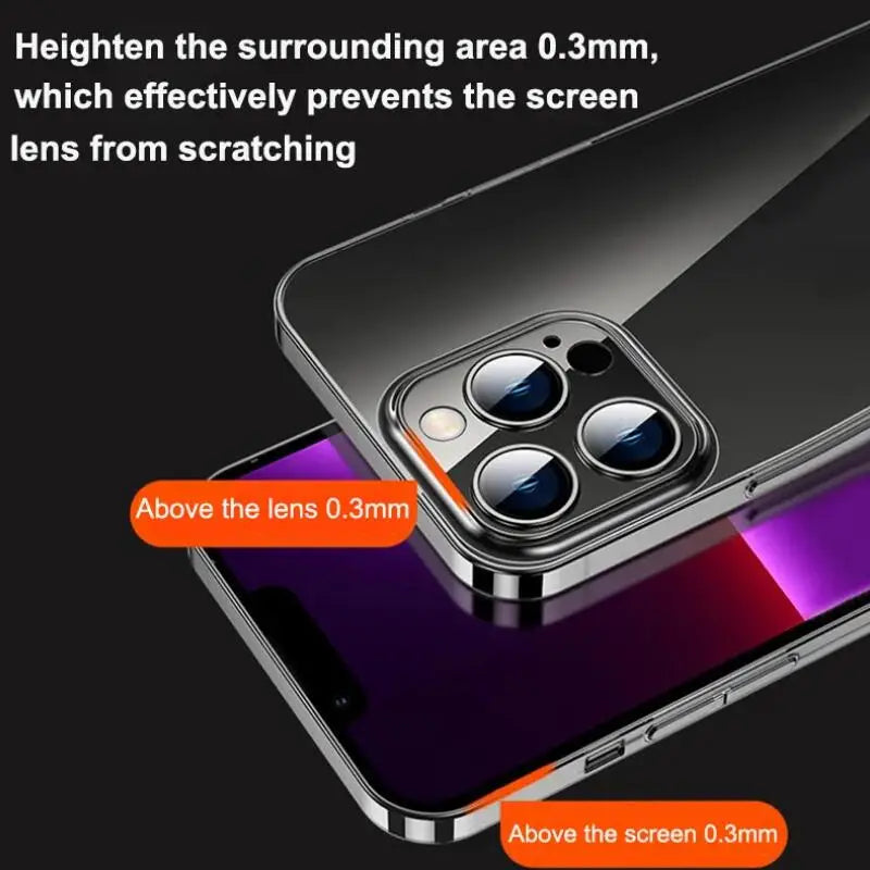 Ultra Thin PC Hard Crystal Clear Case For iPhone 16 15 14 Plus 13 12 11 Pro Max XS XR Glossy Transparent Camera Protection Cover