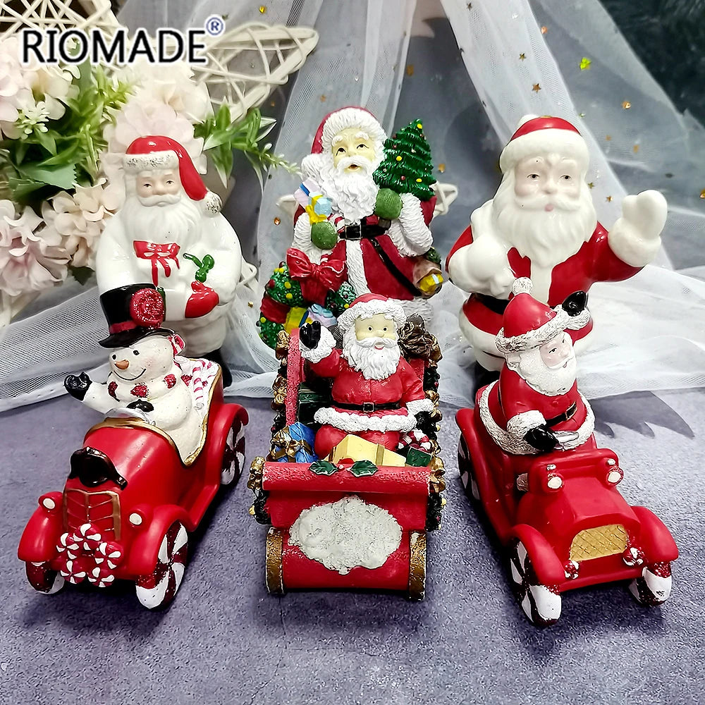 Christmas Santa Claus Snowman Sleigh Shape Candle Mold Chocolate Dessert Fondant Cake Tools DIY Candle Gypsum Silicone Mould