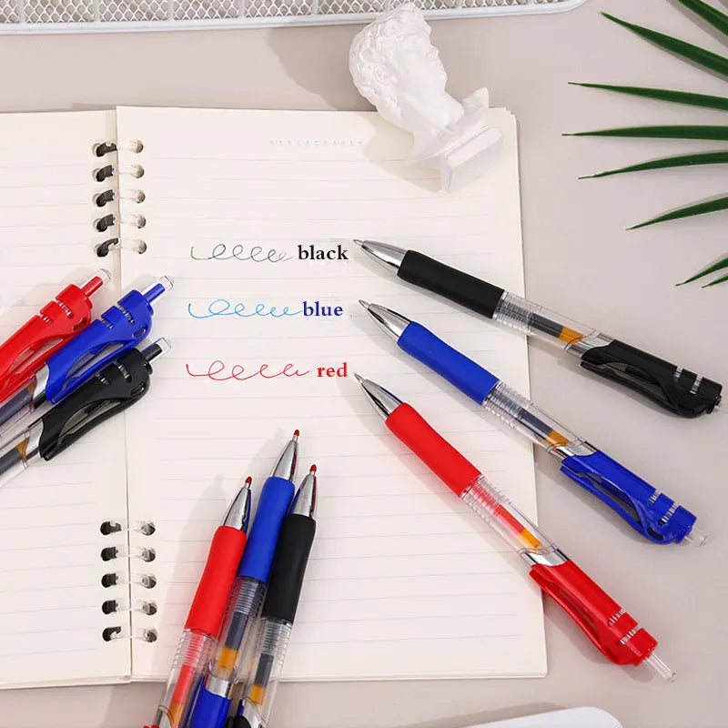 23/33Pcs Retractable Ballpoint Pen Large Capacity 0.5mm Ballpoint Pen Black/Red/Blue Replaceable Refill School Supplies