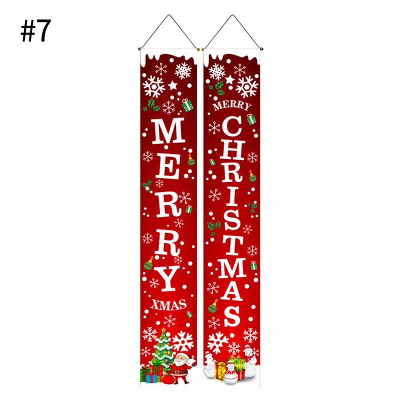 Merry Christmas Hanging Door Banner Santa Claus Snowman Couplet New Year Christmas Decorations For Home Xmas Gifts navidad