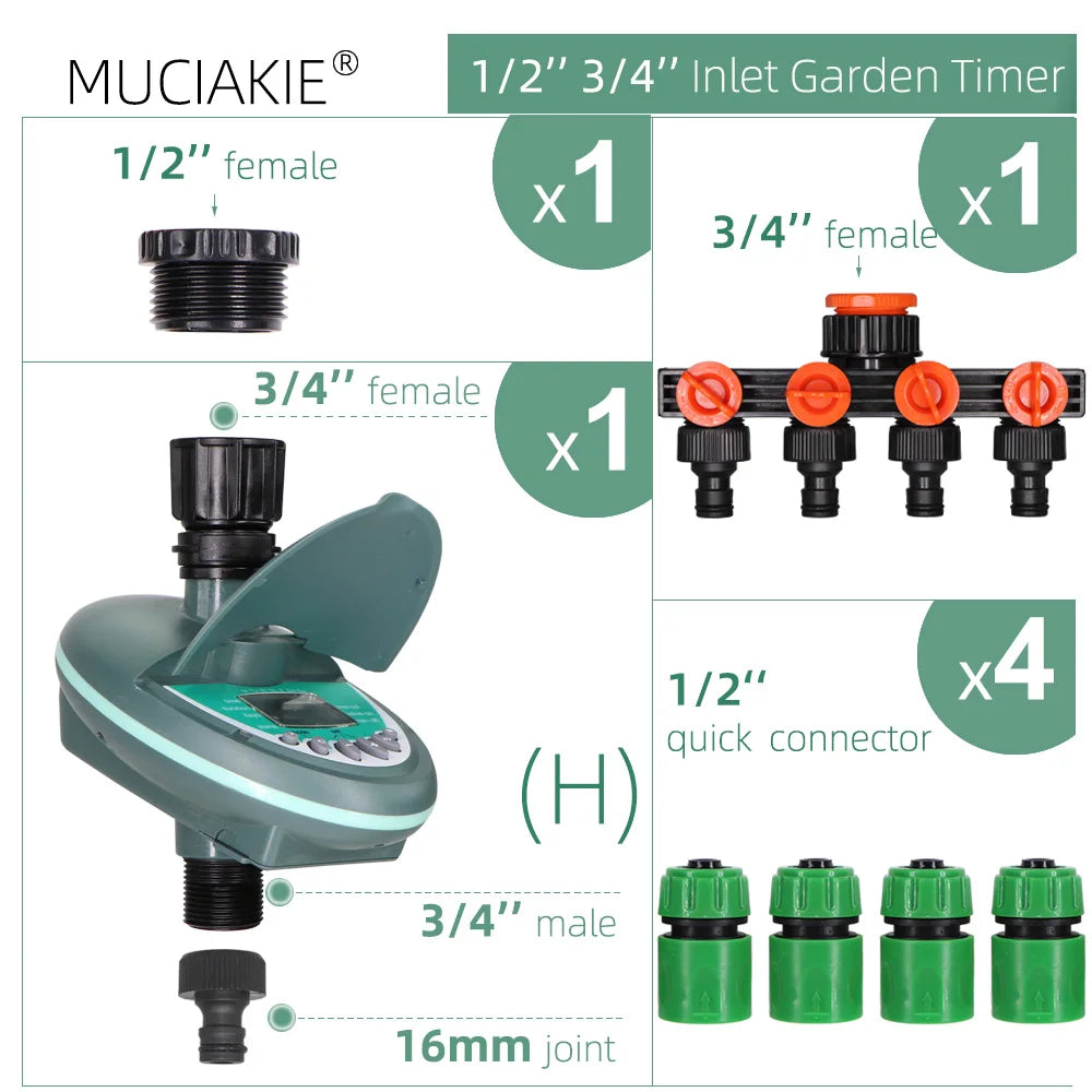 Garden Irrigation Timer LCD Display Watering Controller Weekly Daily Programming Greenhouse Potted Plants Automatic Sprinklers