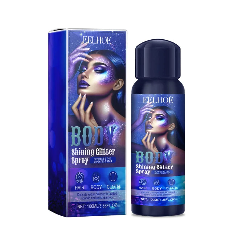 Glitter Body Spray Shimmer Makeup Highlighter Waterproof Long Lasting Sparkle For Face Hair Body Party Festival Events