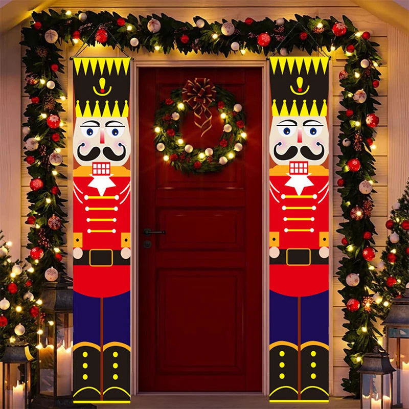 Merry Christmas Hanging Door Banner Santa Claus Snowman Couplet New Year Christmas Decorations For Home Xmas Gifts navidad
