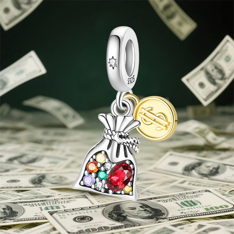 New Charms 925 Sterling Silver Rich Money Bag Pendants Charms Fit Original Charms Bracelets Beads DIY Jewerlry Accessories