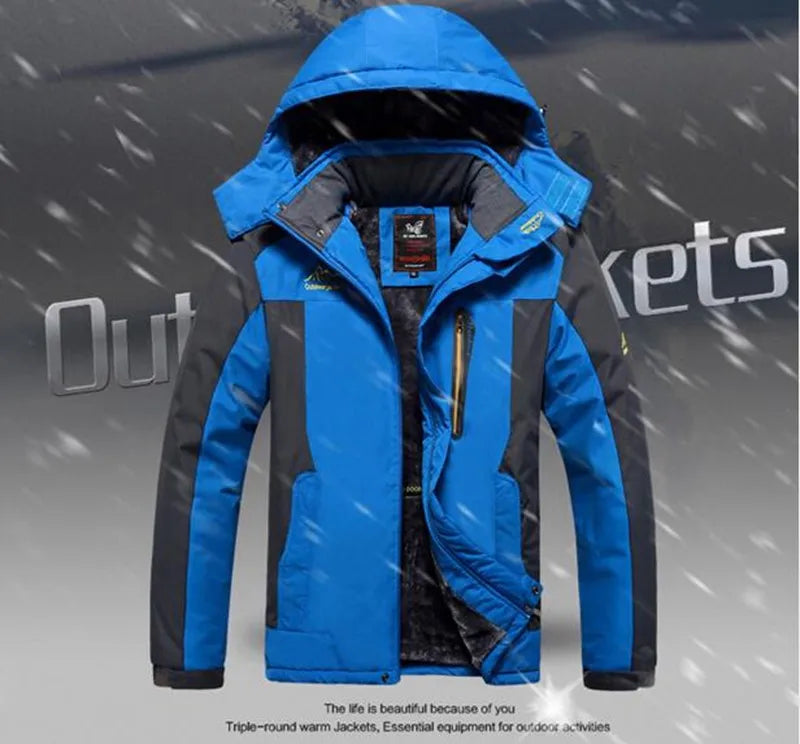 Winter Outdoors Jackets Plus Size 5XL 6XL 7XL 8XL 9XL Thicken Fleece Warm Coats Men Outwear Waterproof Windproof Hooded Jacket