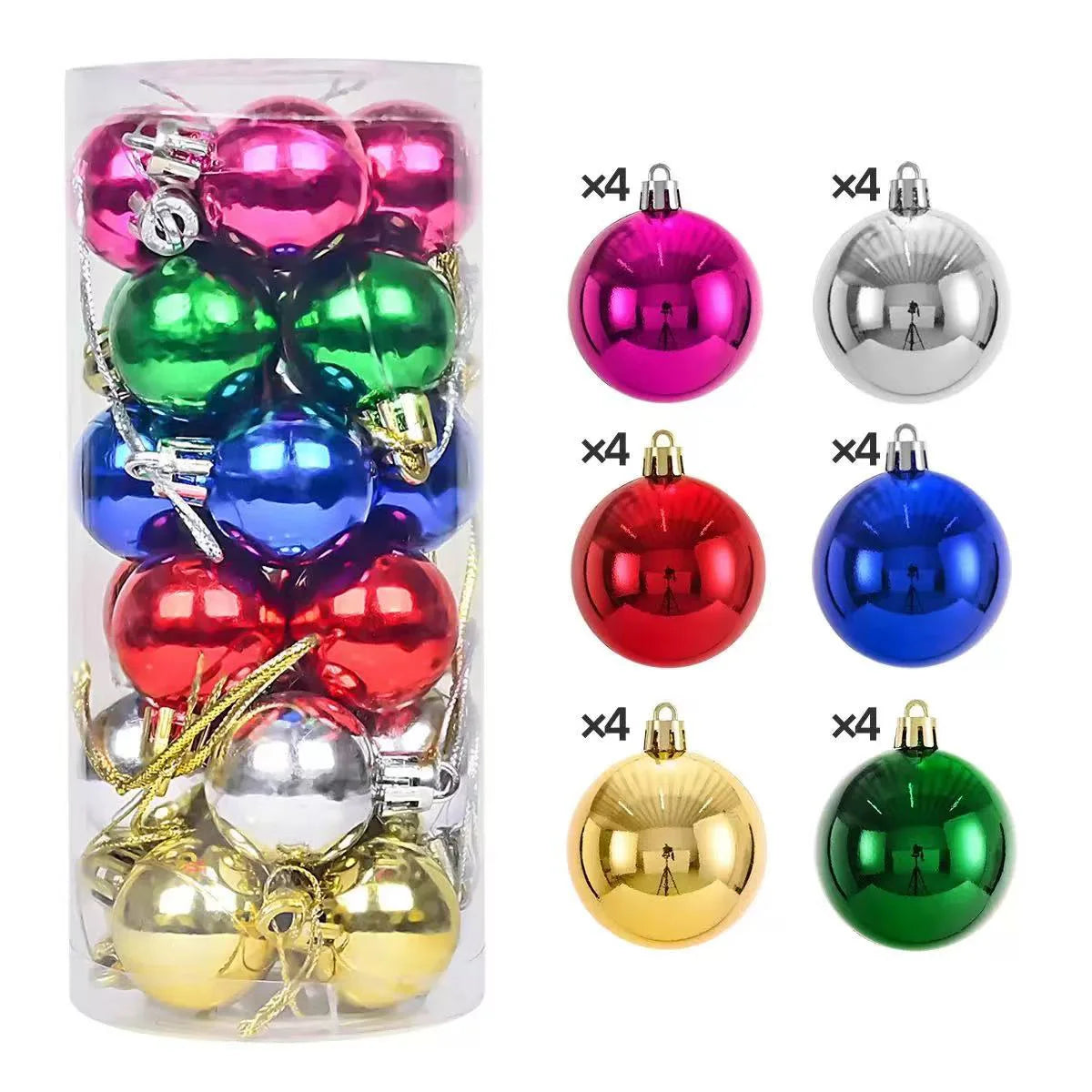 24pcs Christmas Balls Christmas Tree Ornaments Ball Xmas Hanging Tree Pendants Home Party Christmas Tree Decor New Year Gift
