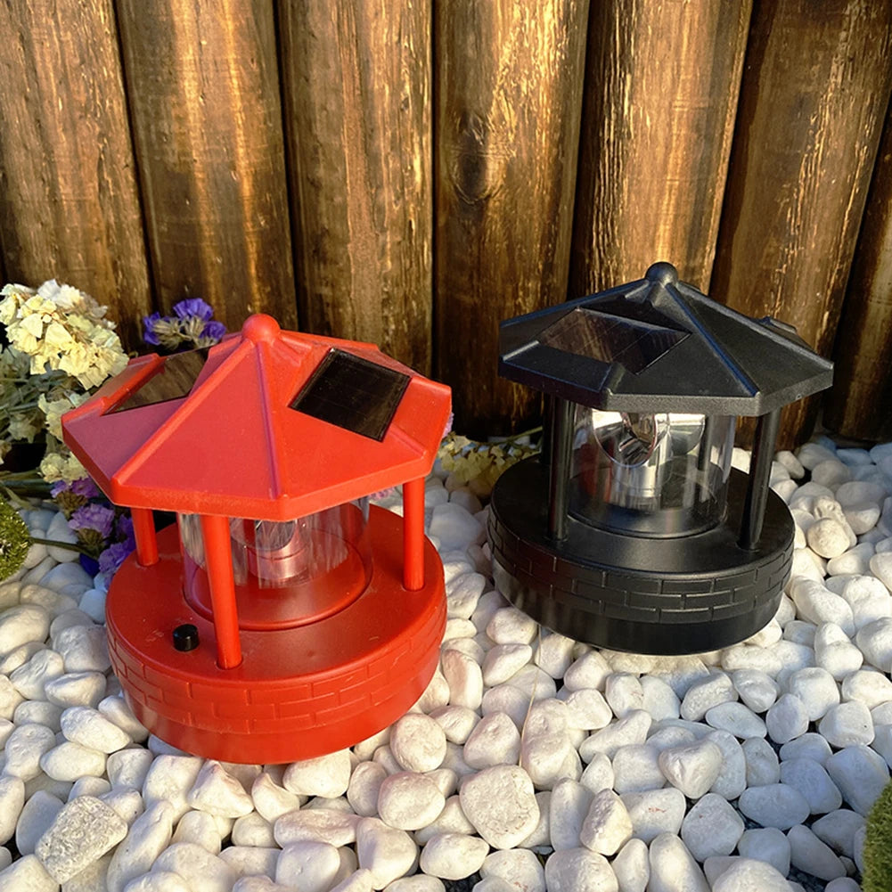 Garden Courtyard LED Solar Lighthouse Lawn Light Outdoor Waterproof Street Light Rotating Rockery Lighthouse Decorative Lights