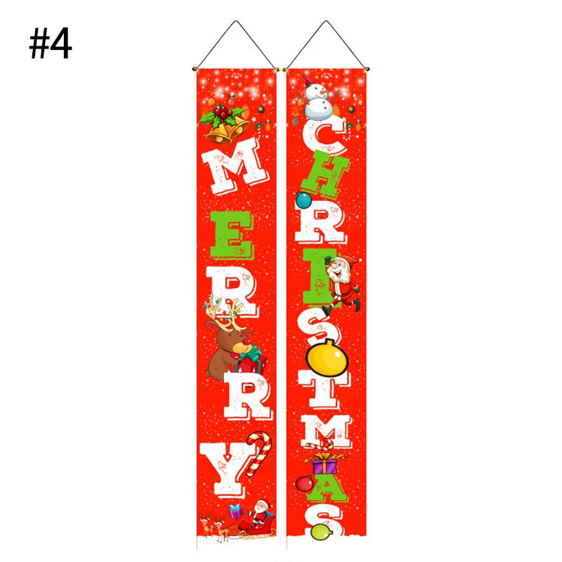 Merry Christmas Hanging Door Banner Santa Claus Snowman Couplet New Year Christmas Decorations For Home Xmas Gifts navidad