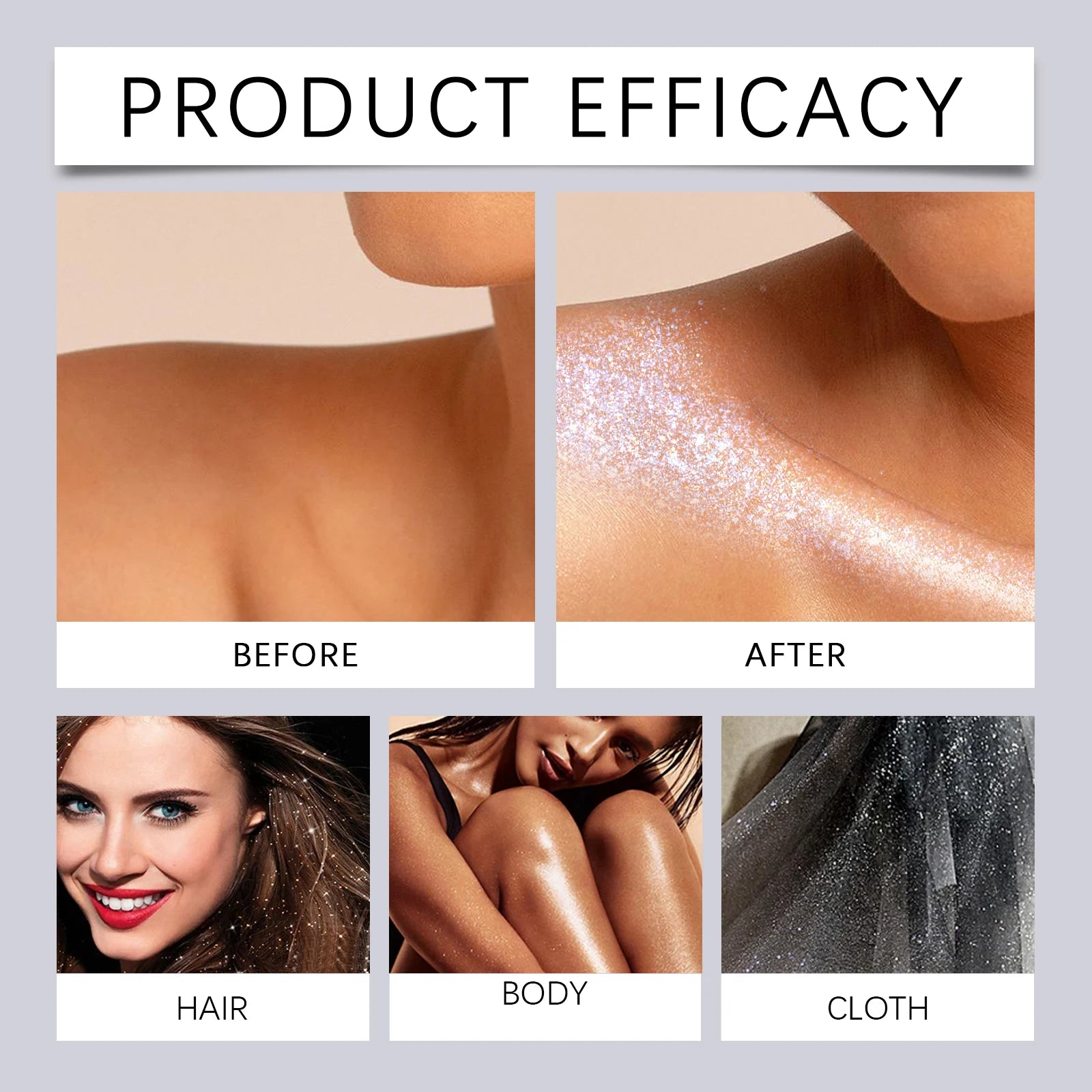Glitter Body Spray Shimmer Makeup Highlighter Waterproof Long Lasting Sparkle For Face Hair Body Party Festival Events