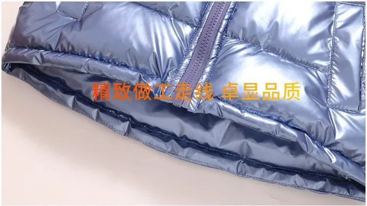 Winter New Boys Thick Jacket Cartoon Bear Glossy Antifouling Lining Plus Velvet Keep Warm Hooded Snowsuit For 2-6 Years