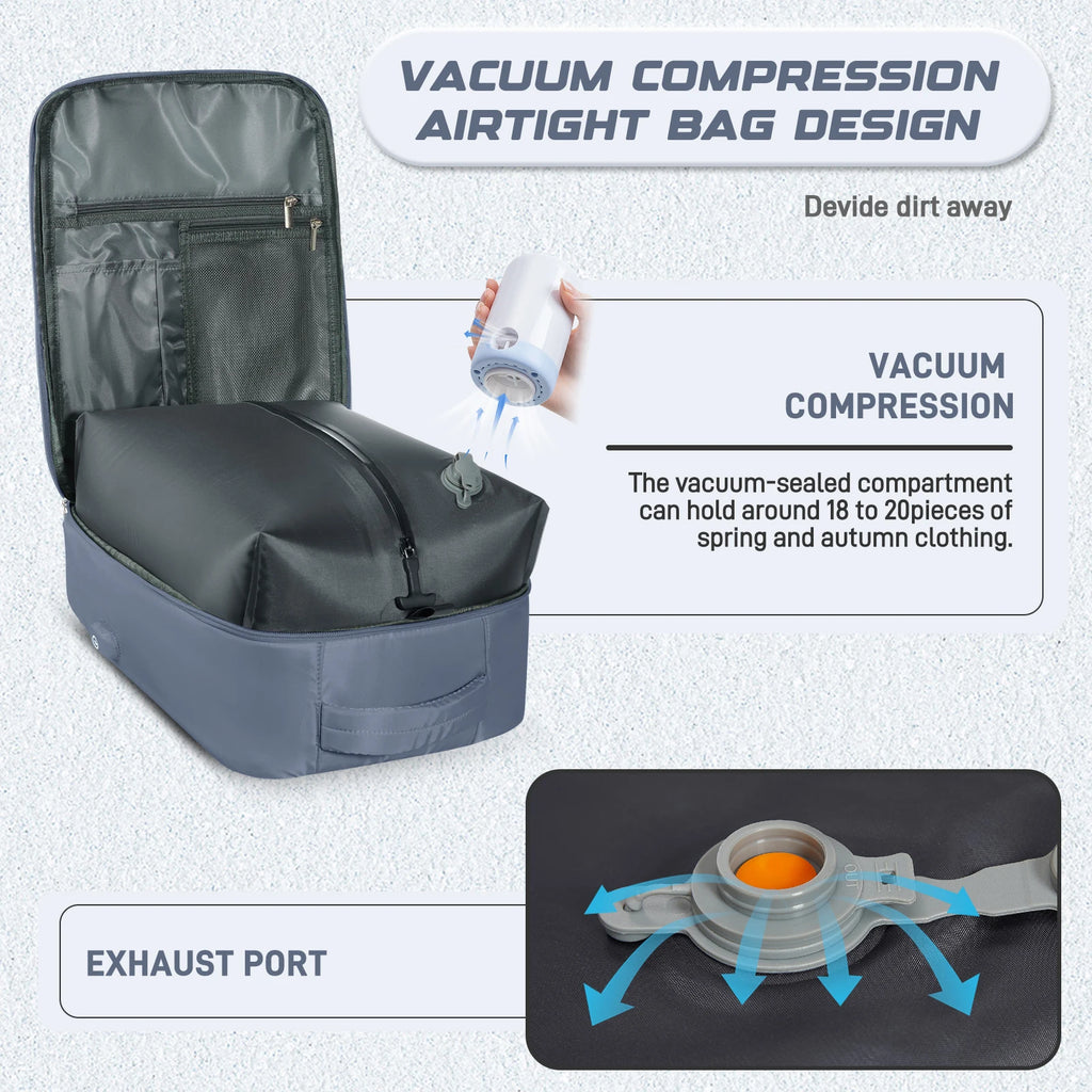 Travel Vacuum Compression Storage Backpack with Air Pump Clothing Vacpack Travel Bag Carry on Laptop Work Backpacks Daypack