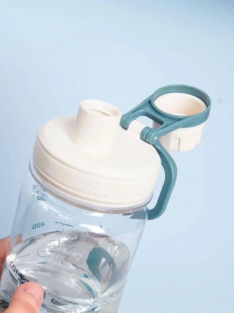 1Pc 600ml Water Bottle With Handle Plastic Clear Gym Fitness Drinking Bottle Outdoor Camping Climbing Hiking Sports Bottle
