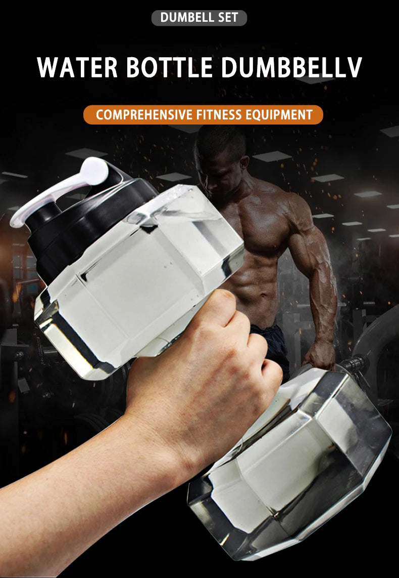 Gym Water Dumbbell Large Capacity Sport Bottle Bodybuilding Exercise Water-Filled Dumbbell Water Bottle Gym Equipment for Home