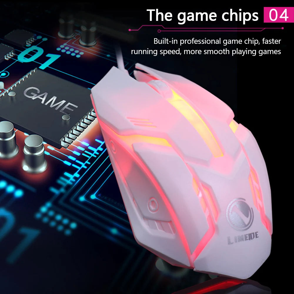 Limei S1 E Sports LED Luminous Backlit Wired Mouse USB Wired For Desktop Laptop Mute Office Computer Gaming Mouse