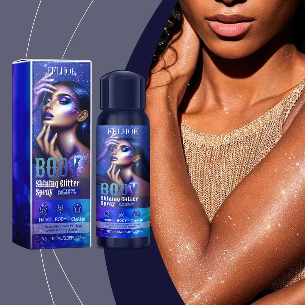 Glitter Body Spray Shimmer Makeup Highlighter Waterproof Long Lasting Sparkle For Face Hair Body Party Festival Events