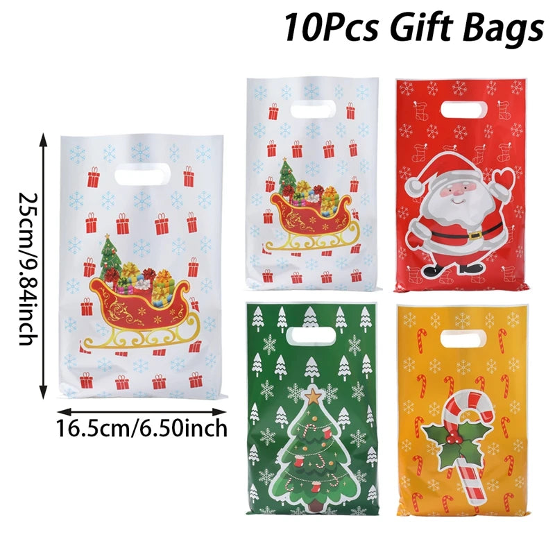 10/25/50pcs Christmas Santa Claus Candy Gift Bags Christmas Decorations for Home 2025 Navidad New Year 2026 Xmas Gifts Packaging
