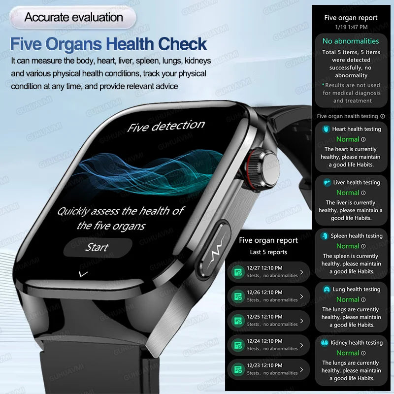 2025 New Men ECG+PPG Five Organs Health Diagnosis Smart Watch Uric Acid Blood Lipids Blood Pressure Temp Heart Rate Smartwatches