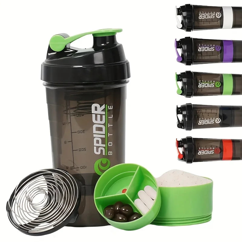 Sport Water Bottle Portable Protein Shake Cup 3 Layers Shake Cup with Measurement Marking Gym Fitness Protein Shake Bottle