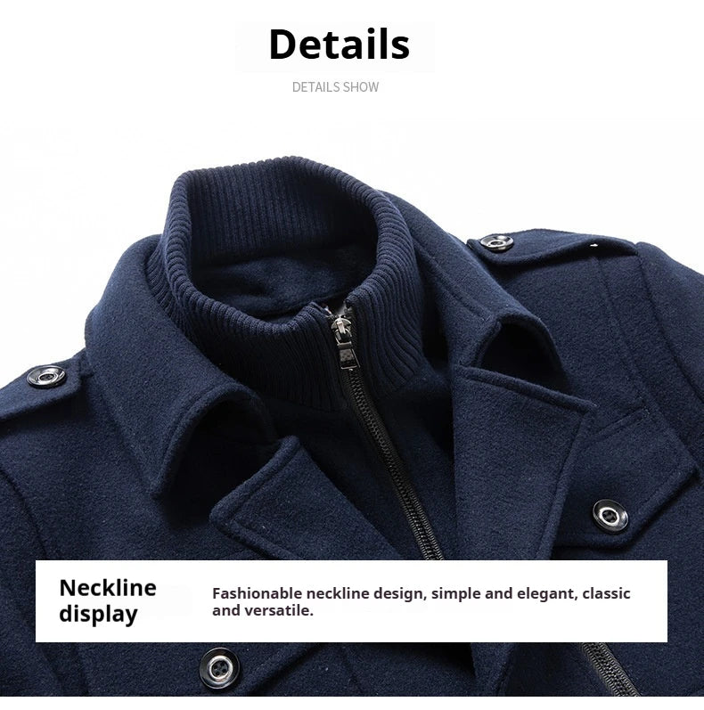 2024 Autumn/Winter Jackets for Men's Clothing Business Woolen Coats for Men Fashion Double Collar Cold Resistant