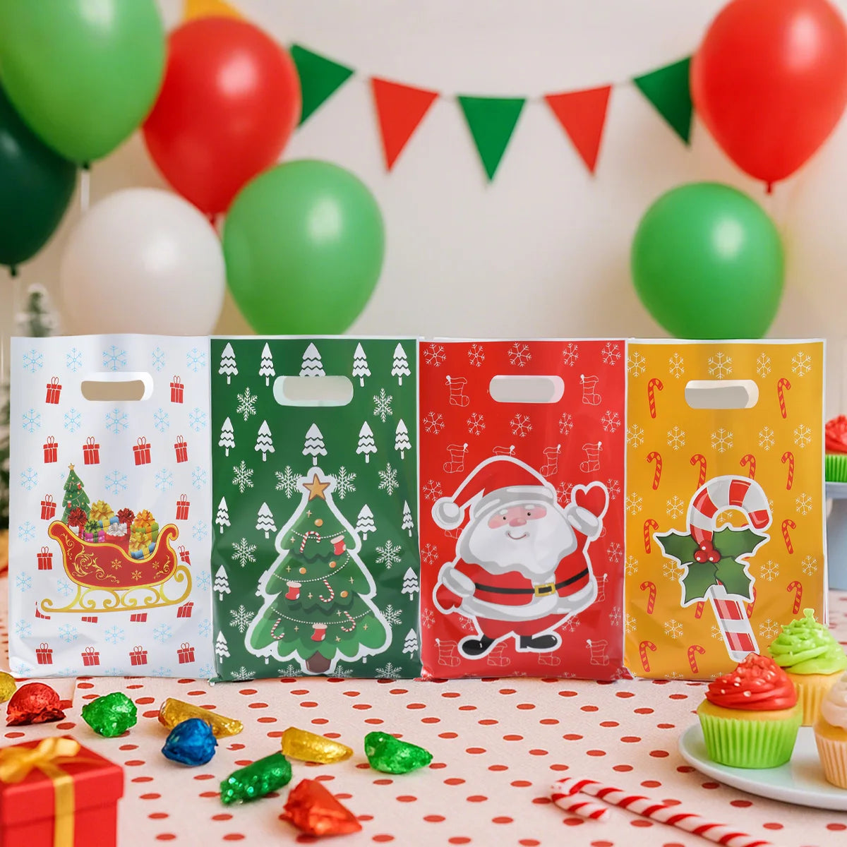 10/25/50pcs Christmas Santa Claus Candy Gift Bags Christmas Decorations for Home 2025 Navidad New Year 2026 Xmas Gifts Packaging