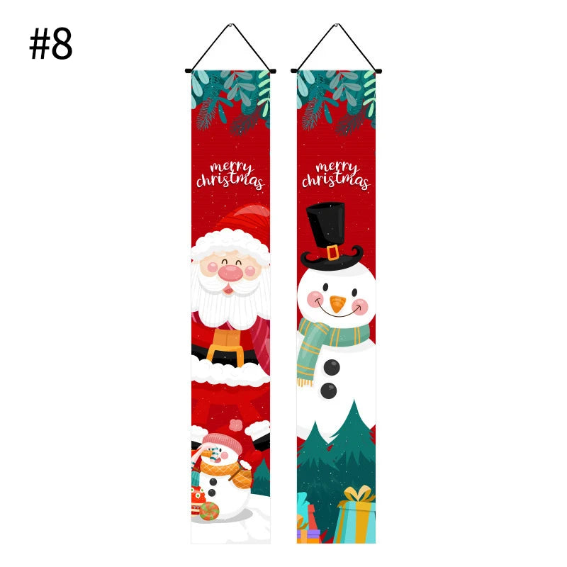 Merry Christmas Hanging Door Banner Santa Claus Snowman Couplet New Year Christmas Decorations For Home Xmas Gifts navidad