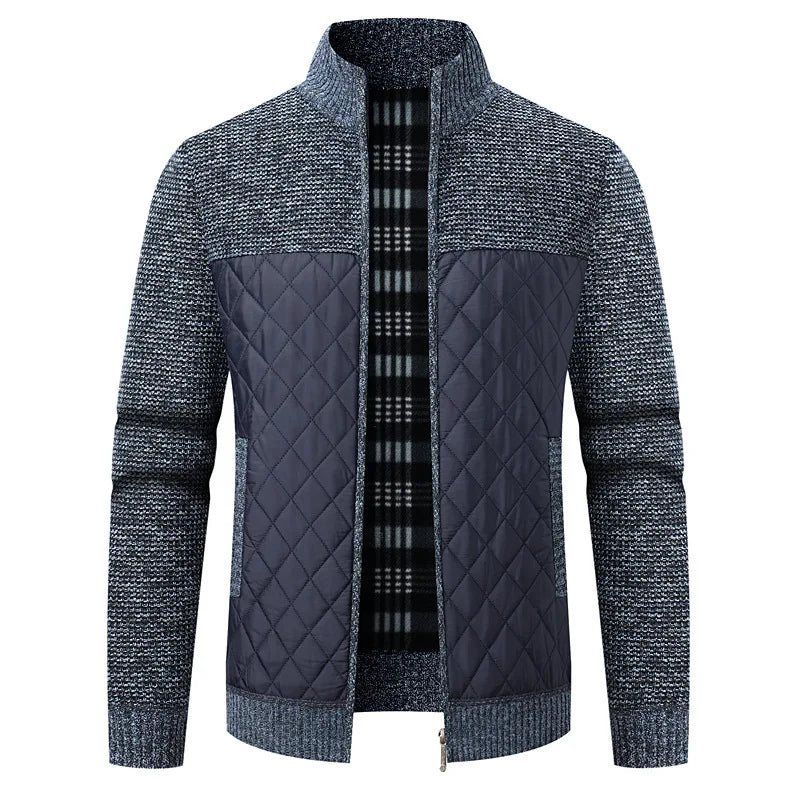 Winter Men Warm Cardigan Padded Jackets Fashion Men Fleece Lined knitwear Sweaters Cardigan Coats Men Windbreaker Knit Jacket