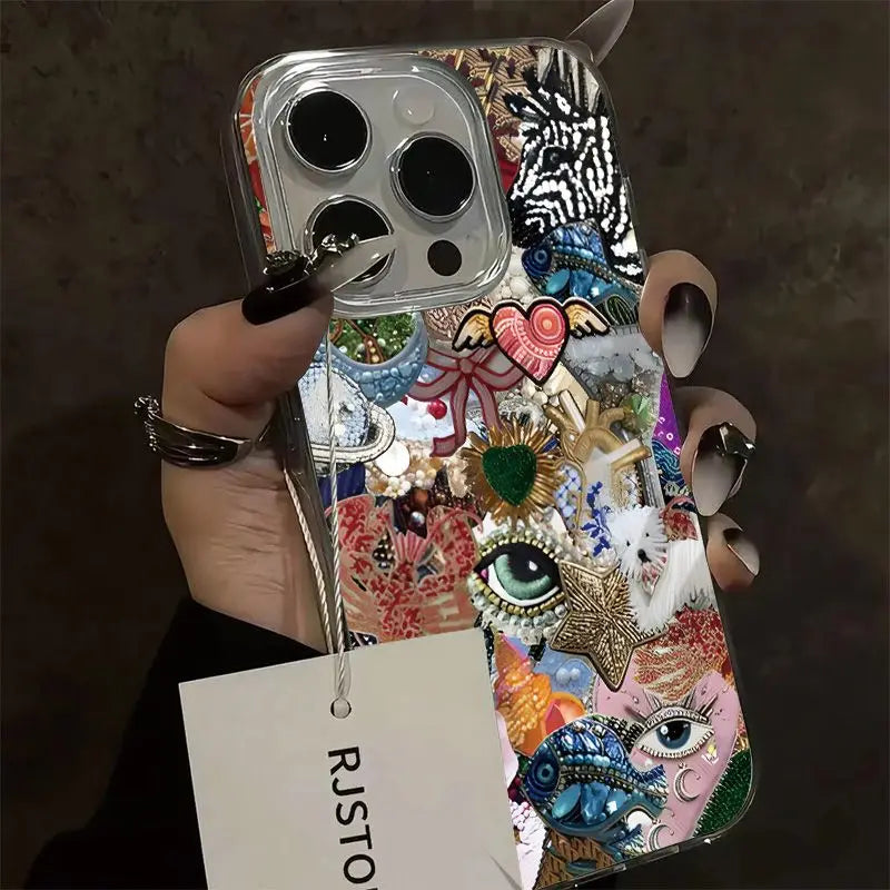 Personality Love Painted Phone Case For iPhone 16 Pro 15 Pro Max 14 Plus 13 12 11 Pro 16E XS Max XR 7 8 Drop Protection Cover