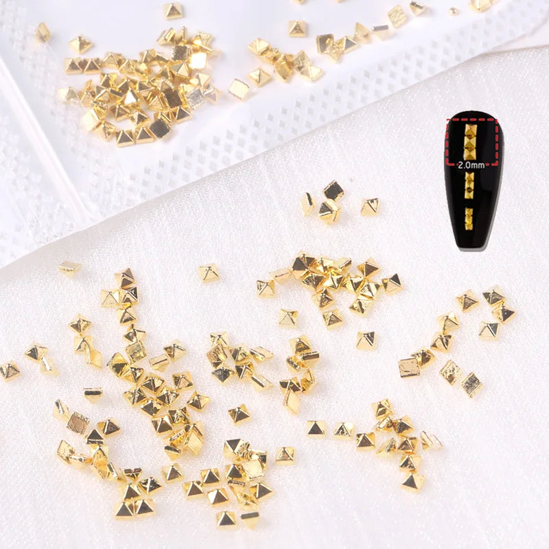 TSZS 1/2/3mm Spikes On Nail Metal Studs Conical Shape Punk Style Halloween Nail Charms Flat Back Rivets 3D Alloy Nail Decoration