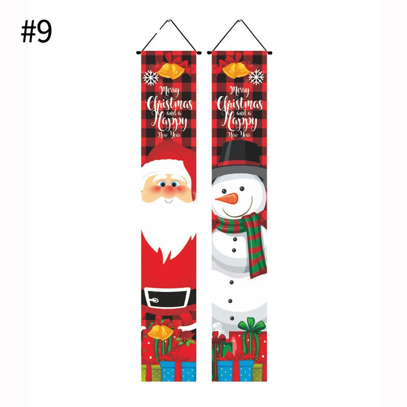 Merry Christmas Hanging Door Banner Santa Claus Snowman Couplet New Year Christmas Decorations For Home Xmas Gifts navidad