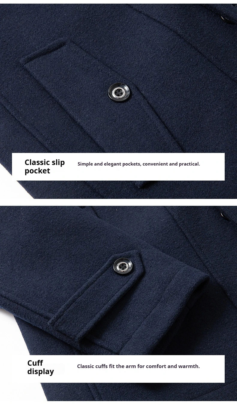 2024 Autumn/Winter Jackets for Men's Clothing Business Woolen Coats for Men Fashion Double Collar Cold Resistant