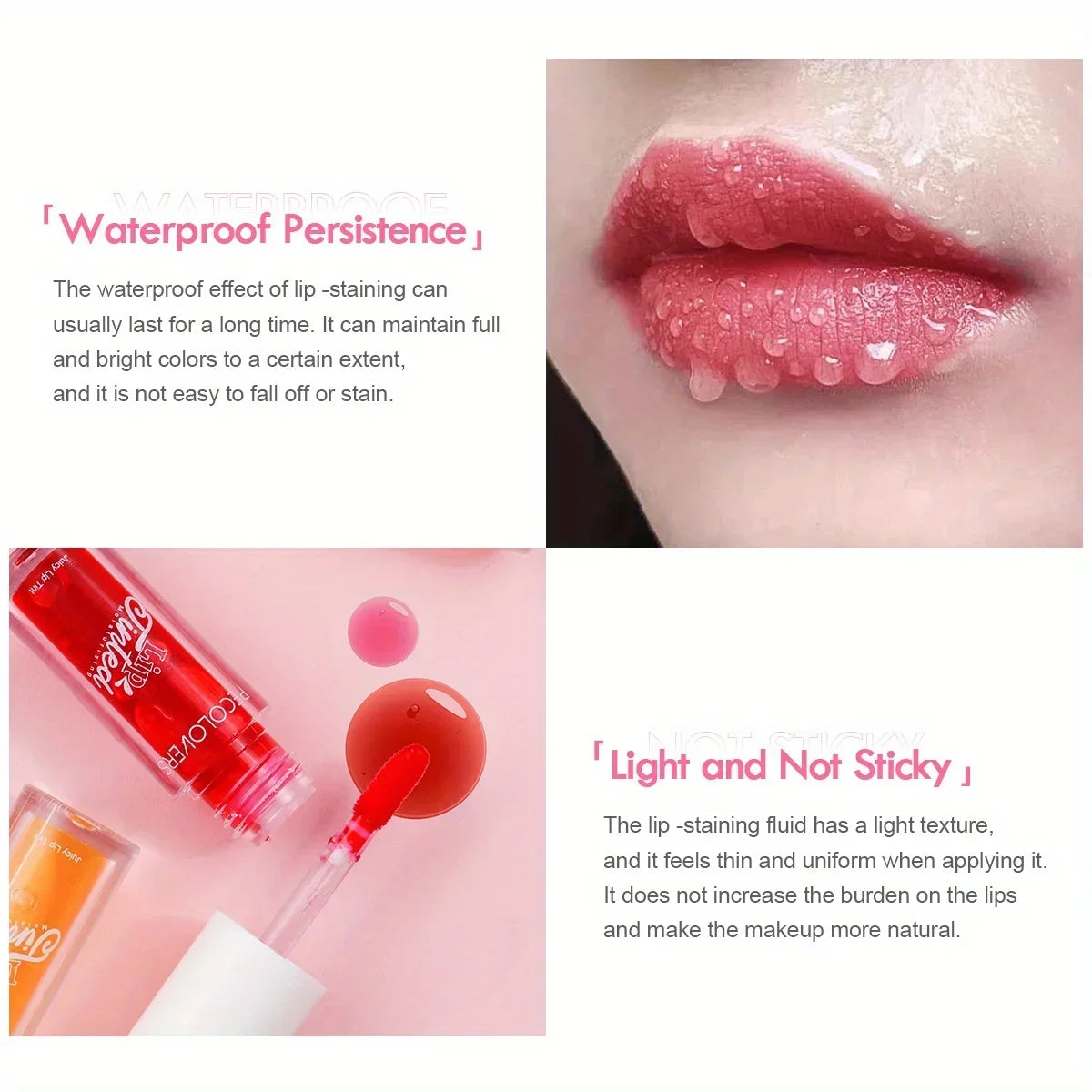 Lip Tint Stain Cheek Tint Liquid Lipstick Watery Moisturizing Lip Liquid Lipstick for Eyes Face and Lip Makeup Cosmetics