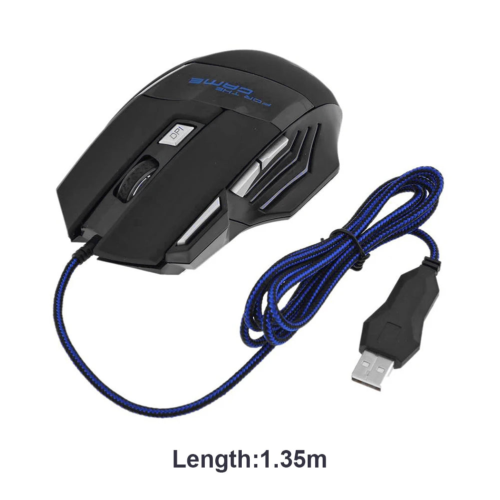 USB Wired Gaming Mouse 7 Button Backlit Ergonomic Mice 5500 DPI Backlight Adjustable Optical Mice for PC Gamer Computer Desktop