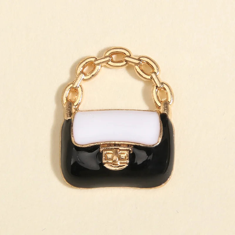 10pcs Cute Enamel Handbag Charms Colorful Cartoon Pretty Bag Pendants For Making Key Chains Necklace Handmade DIY Jewelry